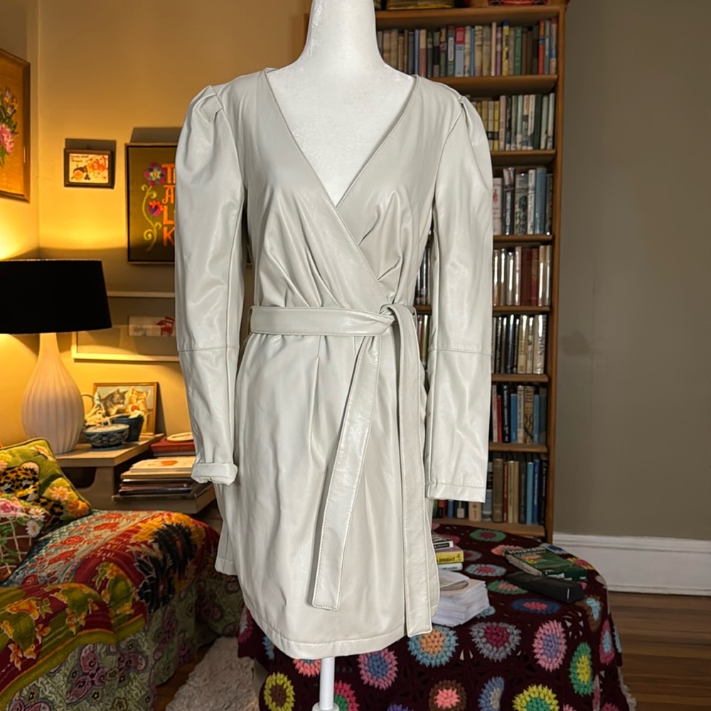 7 For All Mankind faux leather wrap dress Size XS